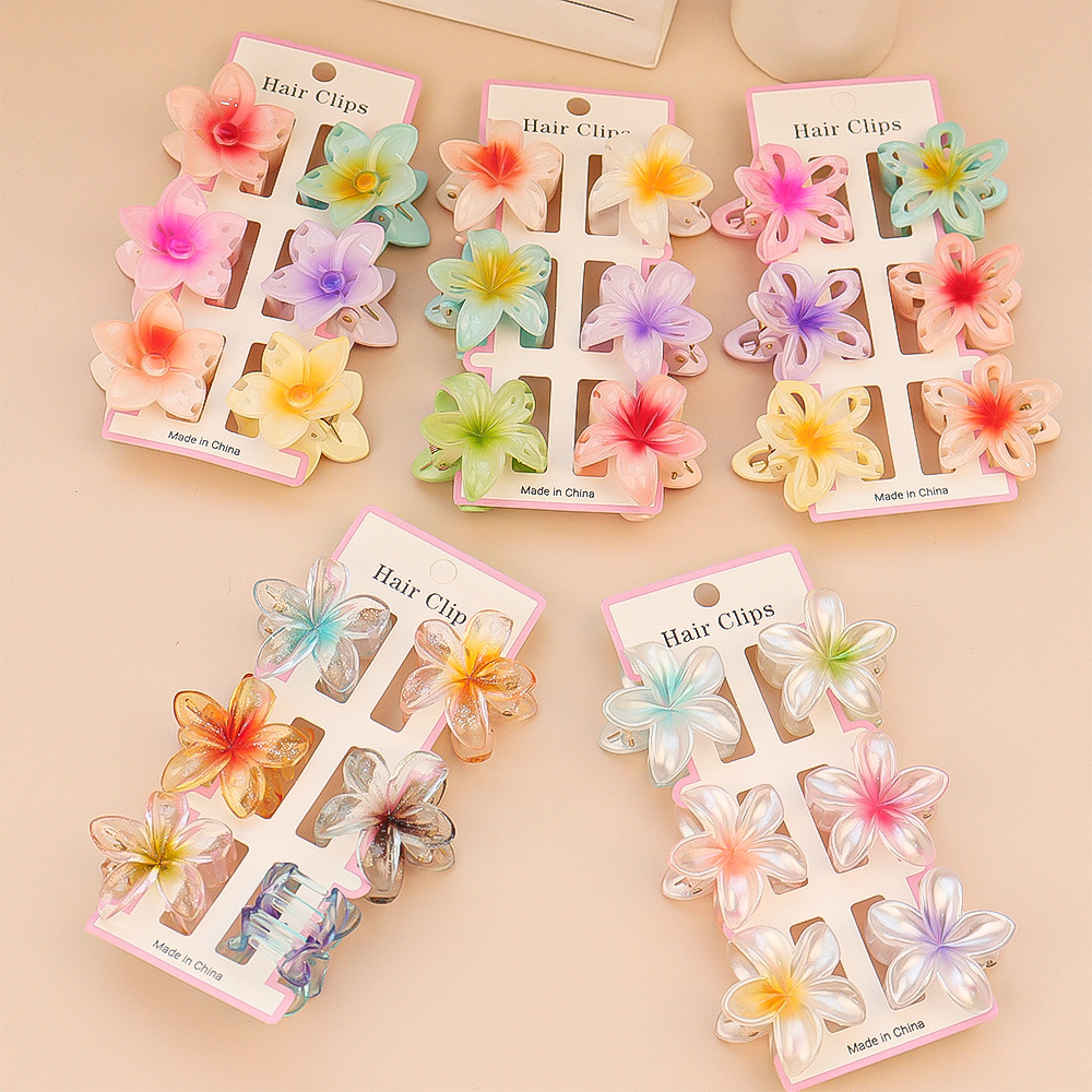 Hair Clip Claw Large - 6Pcs Mode Bunte Transparente Blume Kleine