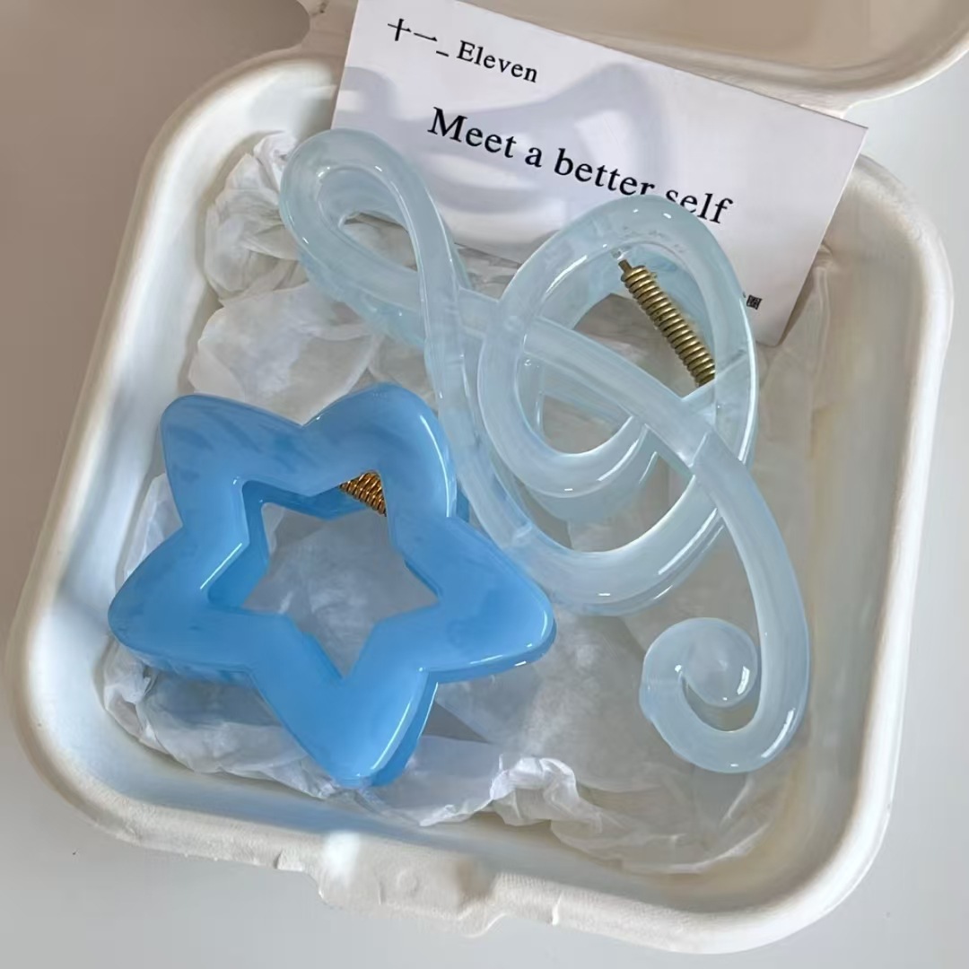 Hair Clip Claw Large - 2 Stück Elegante Blaue Gelee-Haarklammern mit