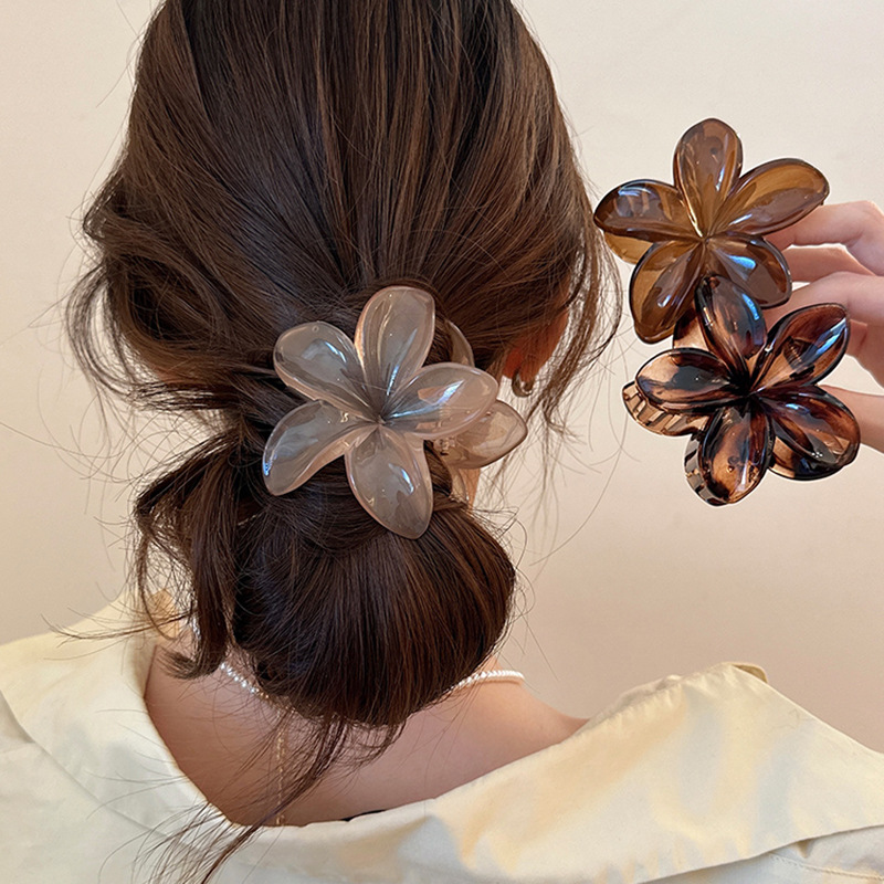 Hair Clip Claw Large - Damen-Haarspangen in Übergröße, 8cm Braun-Beige Laser-Meerjungfrau-Prinzessin