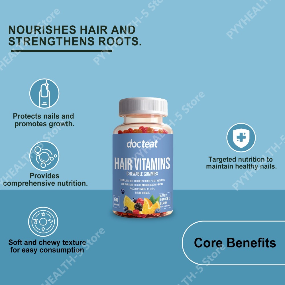 Hair Care Gummies - Haar-Haut-Nägel Schönheits-Gummibärchen mit Biotin, Zink, Vitamin