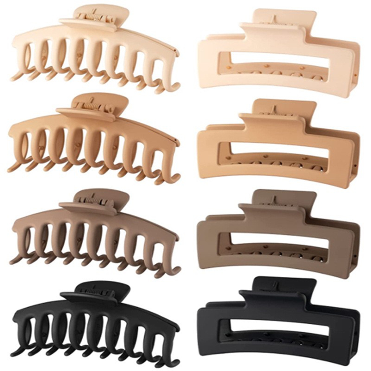 Hair Clip Claw Large - Schwarze Haarspangen für Frauen – 8er-Pack