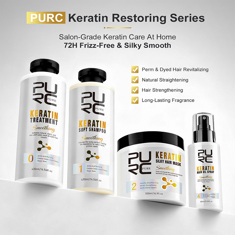 Hair Care Keratin - PURC Keratin-Behandlung Haarpflege-Set Glättendes Shampoo Haarmaske