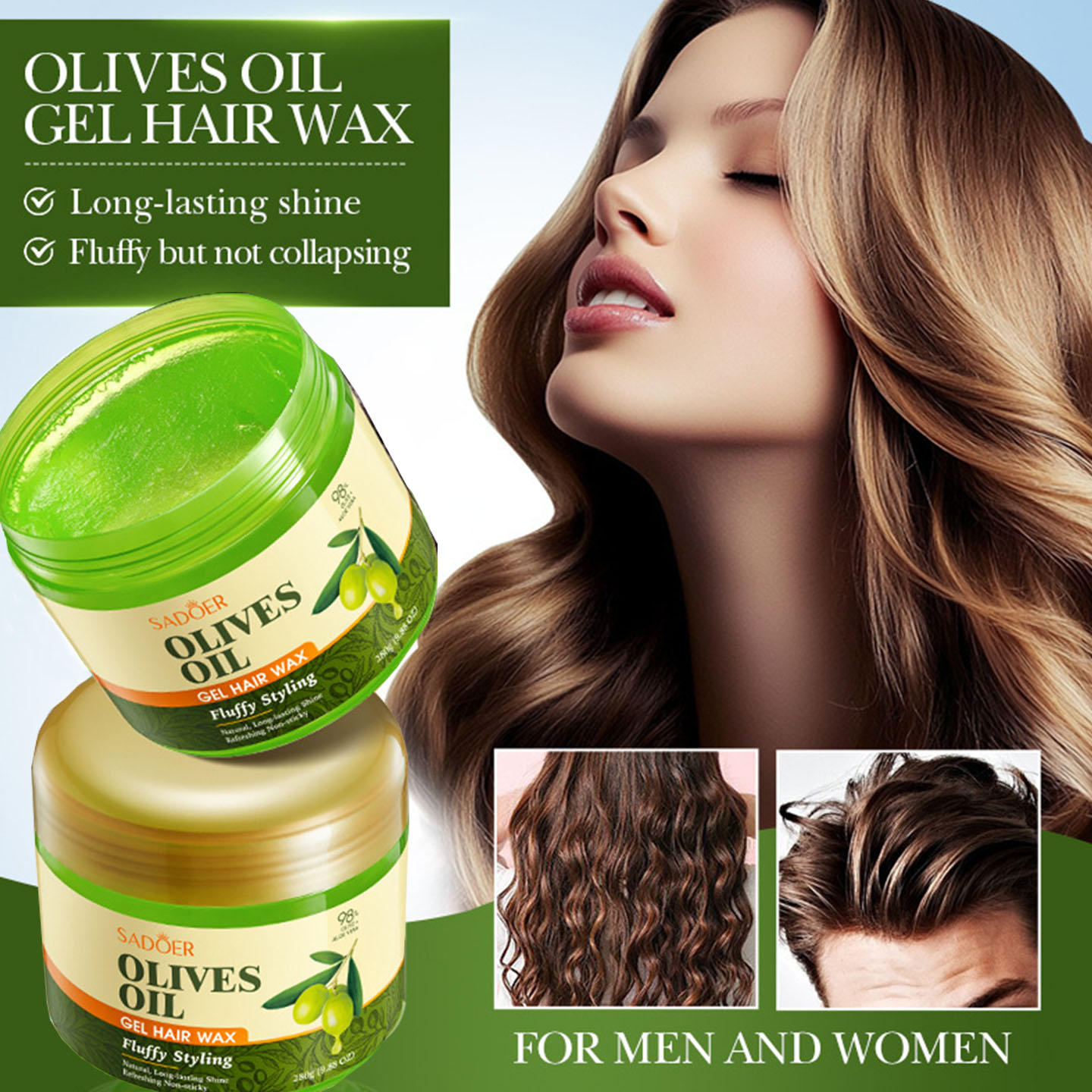 Hair Care Olive Oil - Olivenöl Nährendes Styling-Gel Styling-Wachs für fluffiges