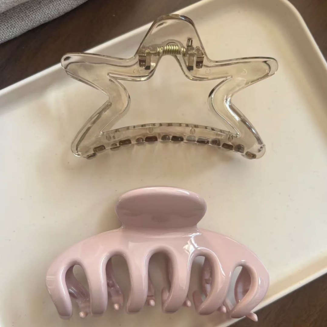 Hair Clip Claw Large - Koreanische große rosa Drachenknochen-graue Pentagramm-Haarklammer, französische