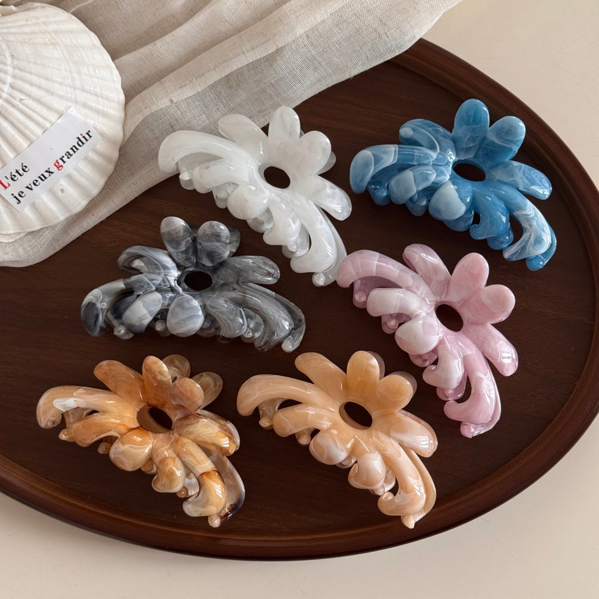 Hair Clip Claw Large - Große Blumen-Haarklammern Krabben-Haarspangen für Frauen Plastik-PC-Haarklemmen