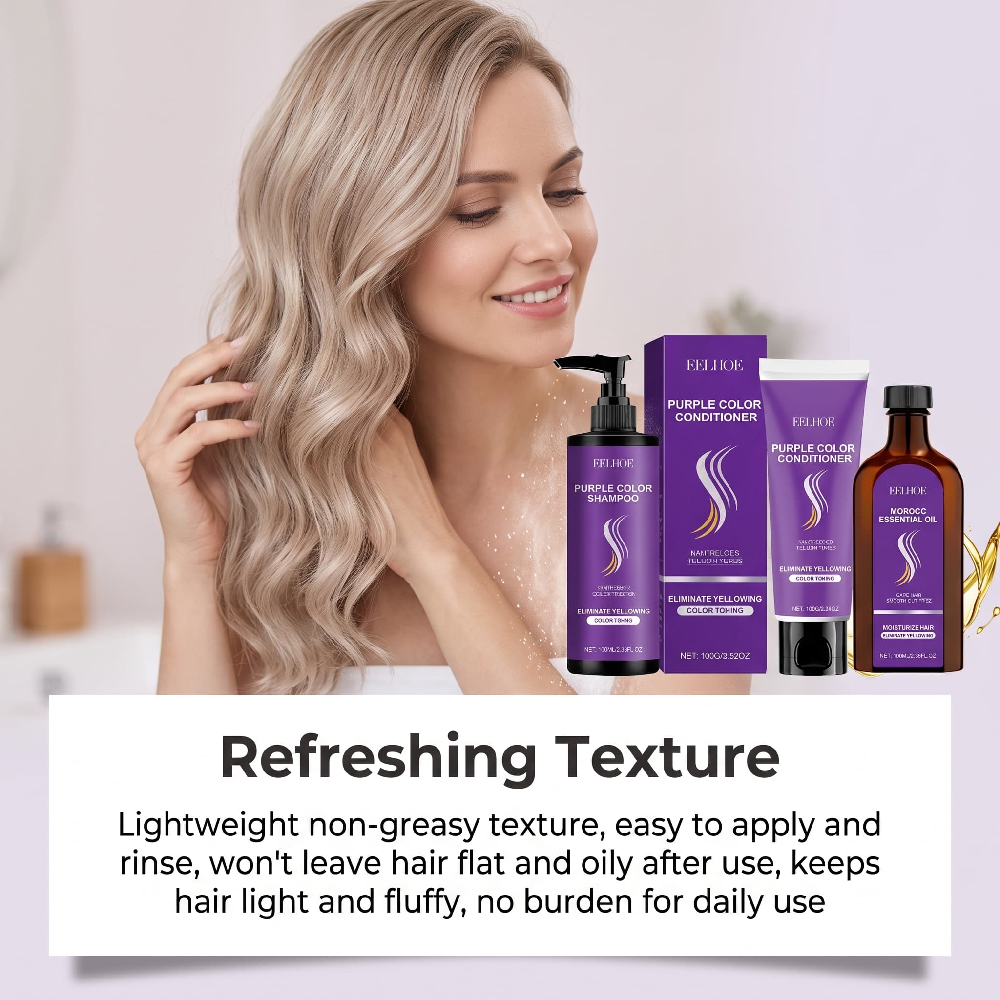 Lila Shampoo-Set mit Condition – Hair Care Serum Bewertung und Preis