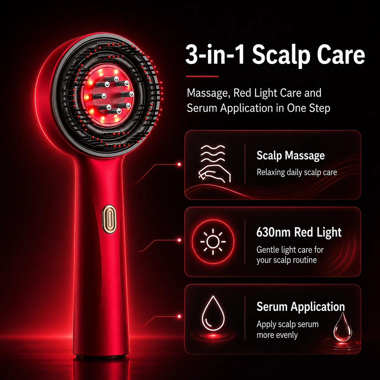 Rotlicht-Kopfhautmassagegerät  – Hair Care Serum Bewertung und Preis