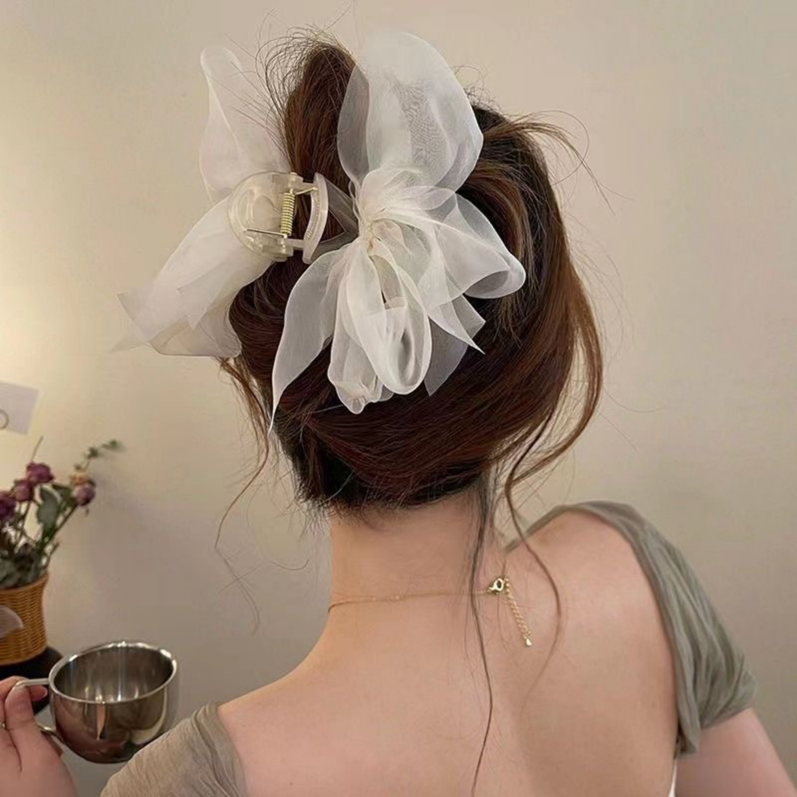 1PCFashion Mesh Tüll Große Sch – Hair Clip Claw Large Bewertung und Preis
