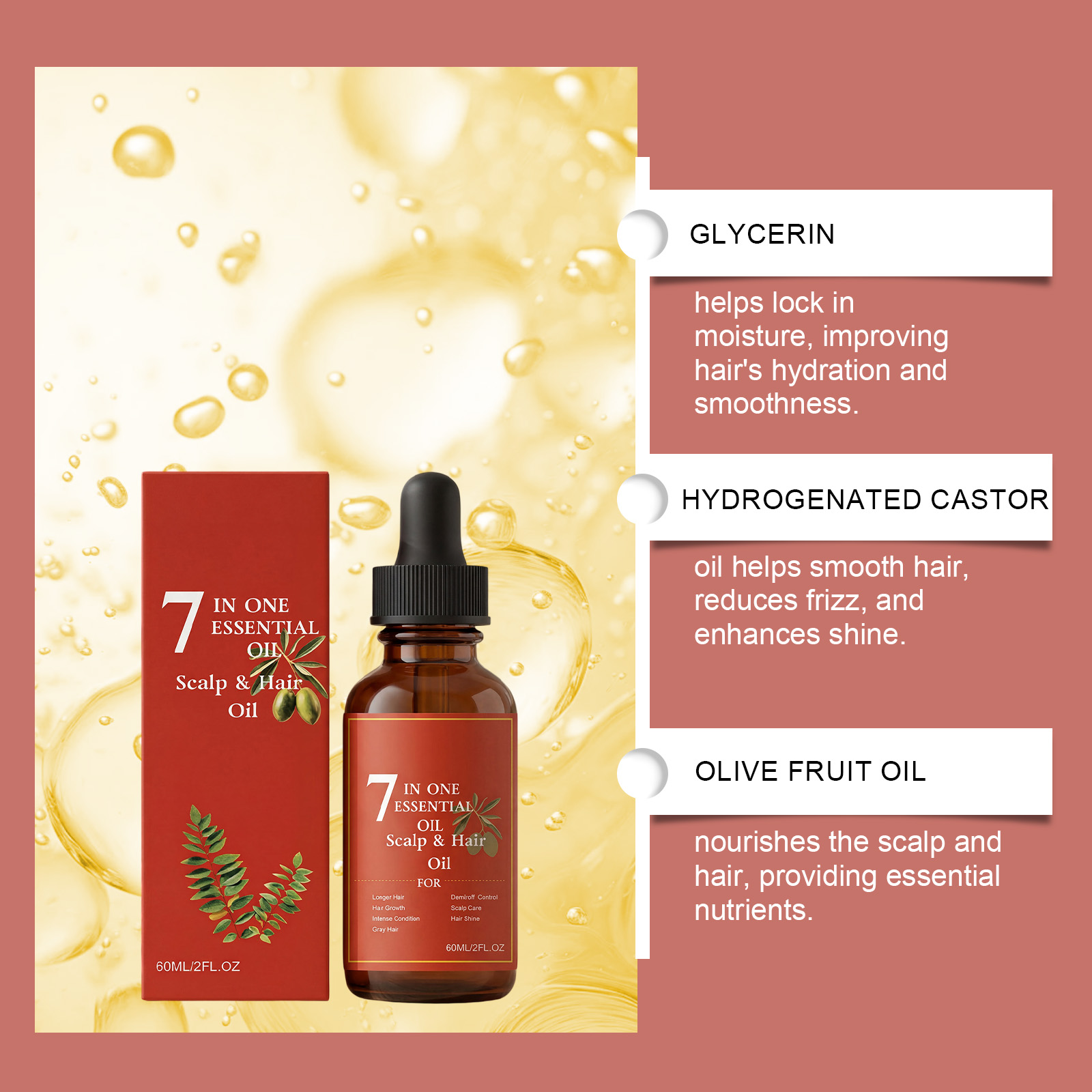 7-in-1 Haar-Ätherisches Öl 60m – Hair Care Olive Oil Bewertung und Preis